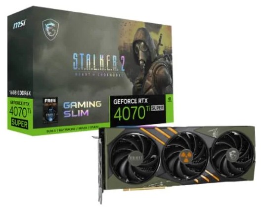 การ์ดจอ MSI GeForce RTX 4070 Ti SUPER 16G Gaming Slim Stalker 2 Edition