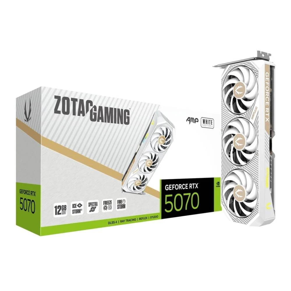 การ์ดจอ ZOTAC Gaming GeForce RTX 5070 AMP White Edition 12GB GDDR7 192-bit