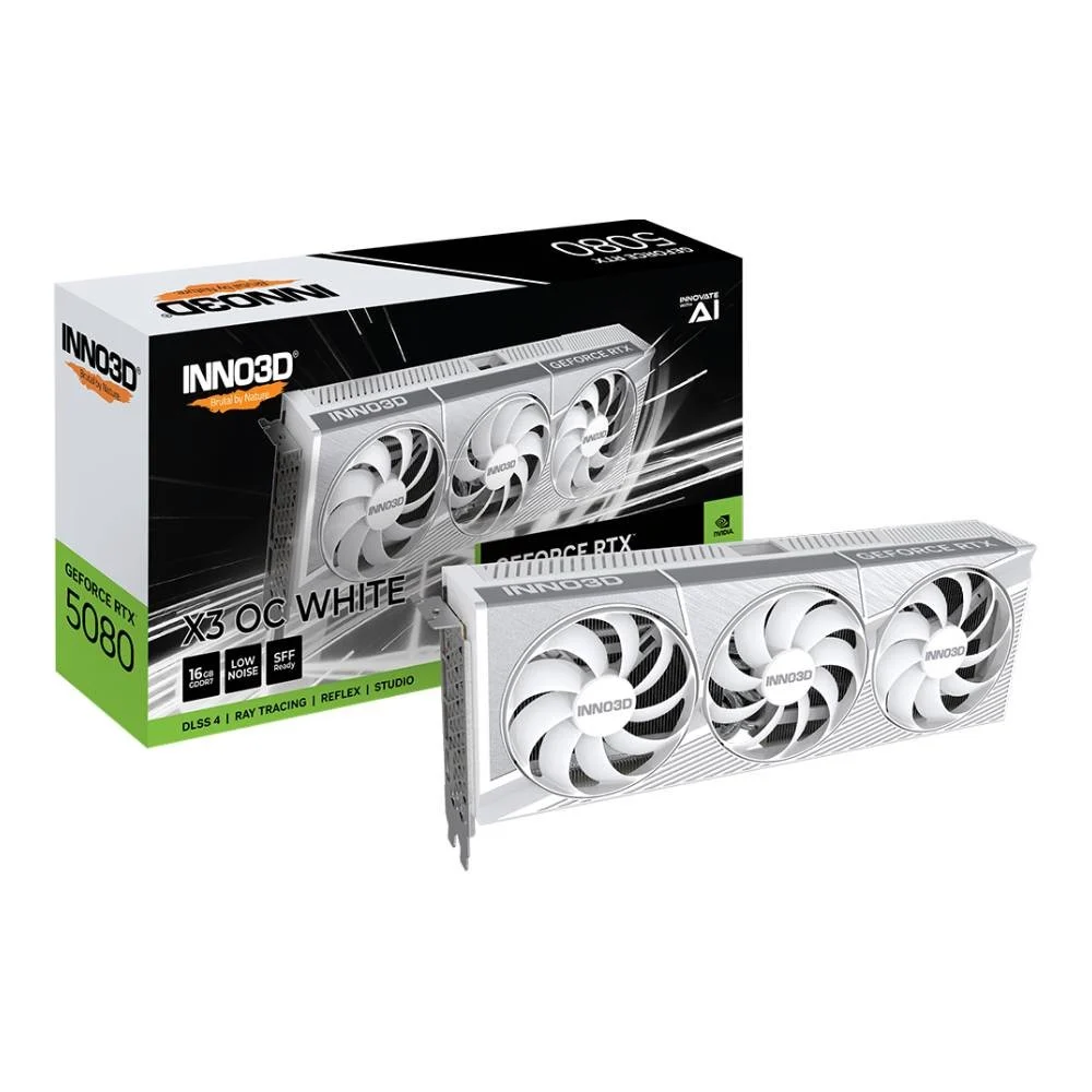การ์ดจอ INNO3D GeForce RTX 5080 X3 OC WHITE 16GB GDDR7 256-bit
