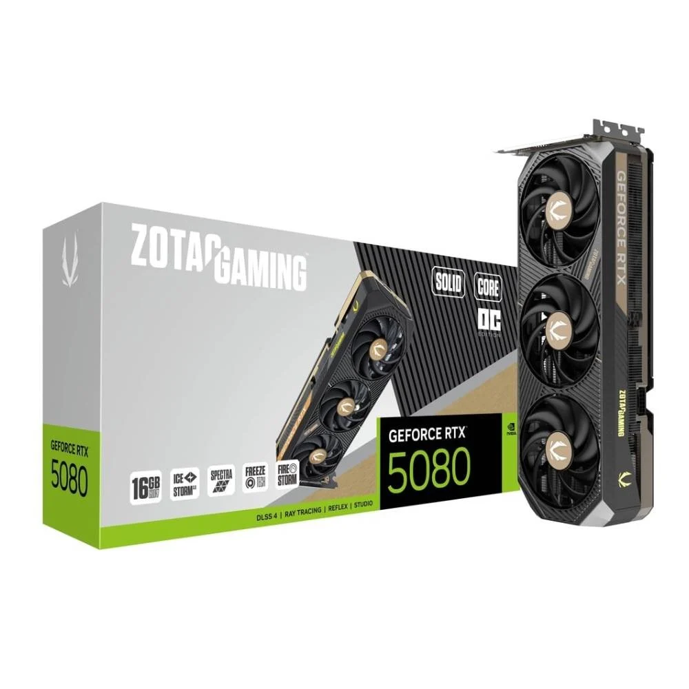 การ์ดจอ ZOTAC Gaming GeForce RTX 5080 Solid Core OC 16GB GDDR7 256-bit